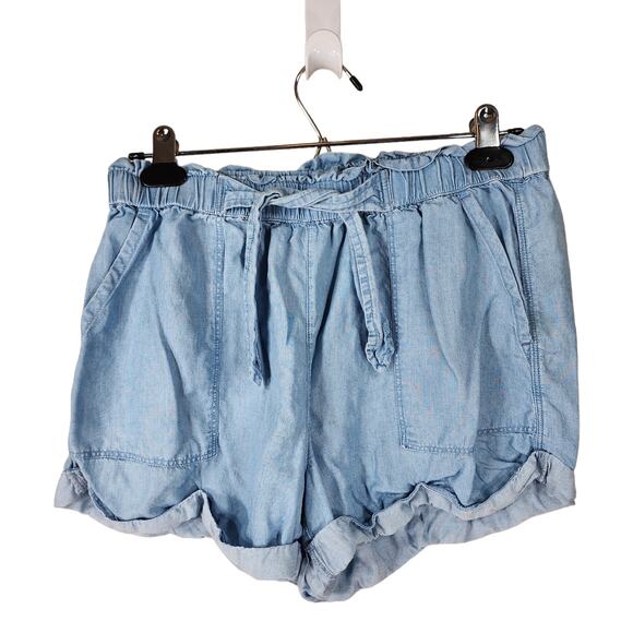 aerie Pants - Aerie Paper Bag Shorts Women M Light Blue Lightweight 100% Lyocell Pockets 3"